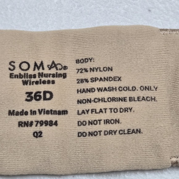 Soma Women Bra 36D Beige Embrace Nursing Wireless Adjustable Straps - Picture 4 of 9